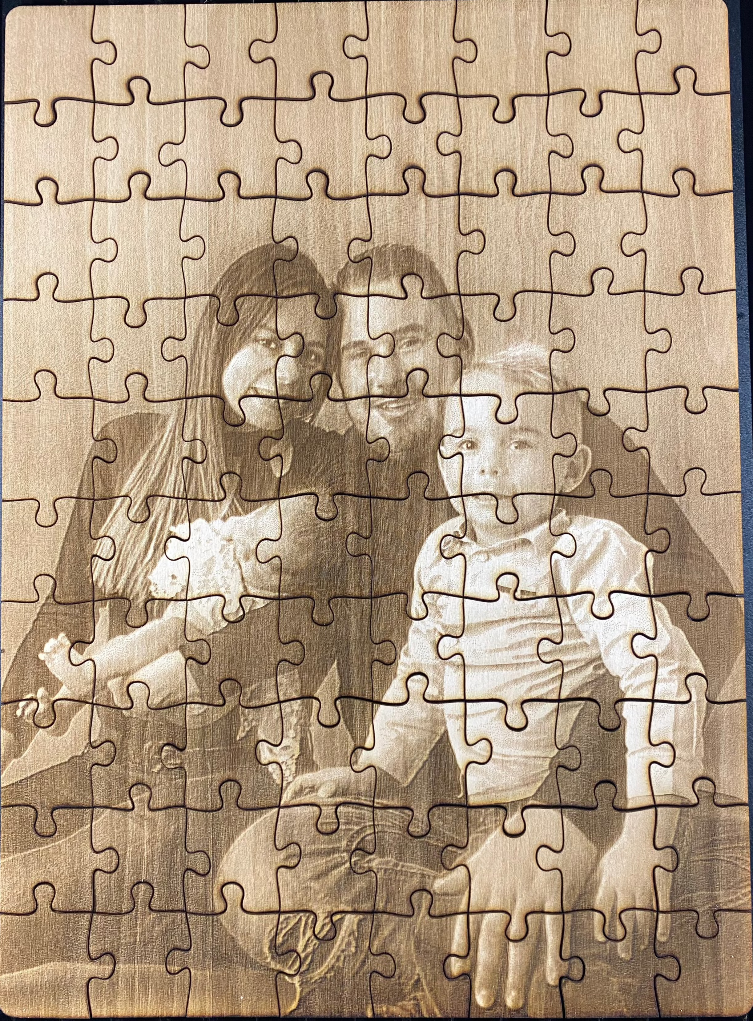 Puzzle with engraved photo