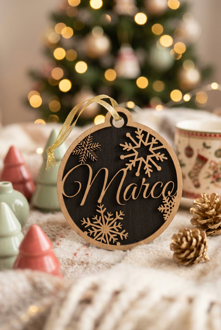 Boule de Noël en bois personnalisée