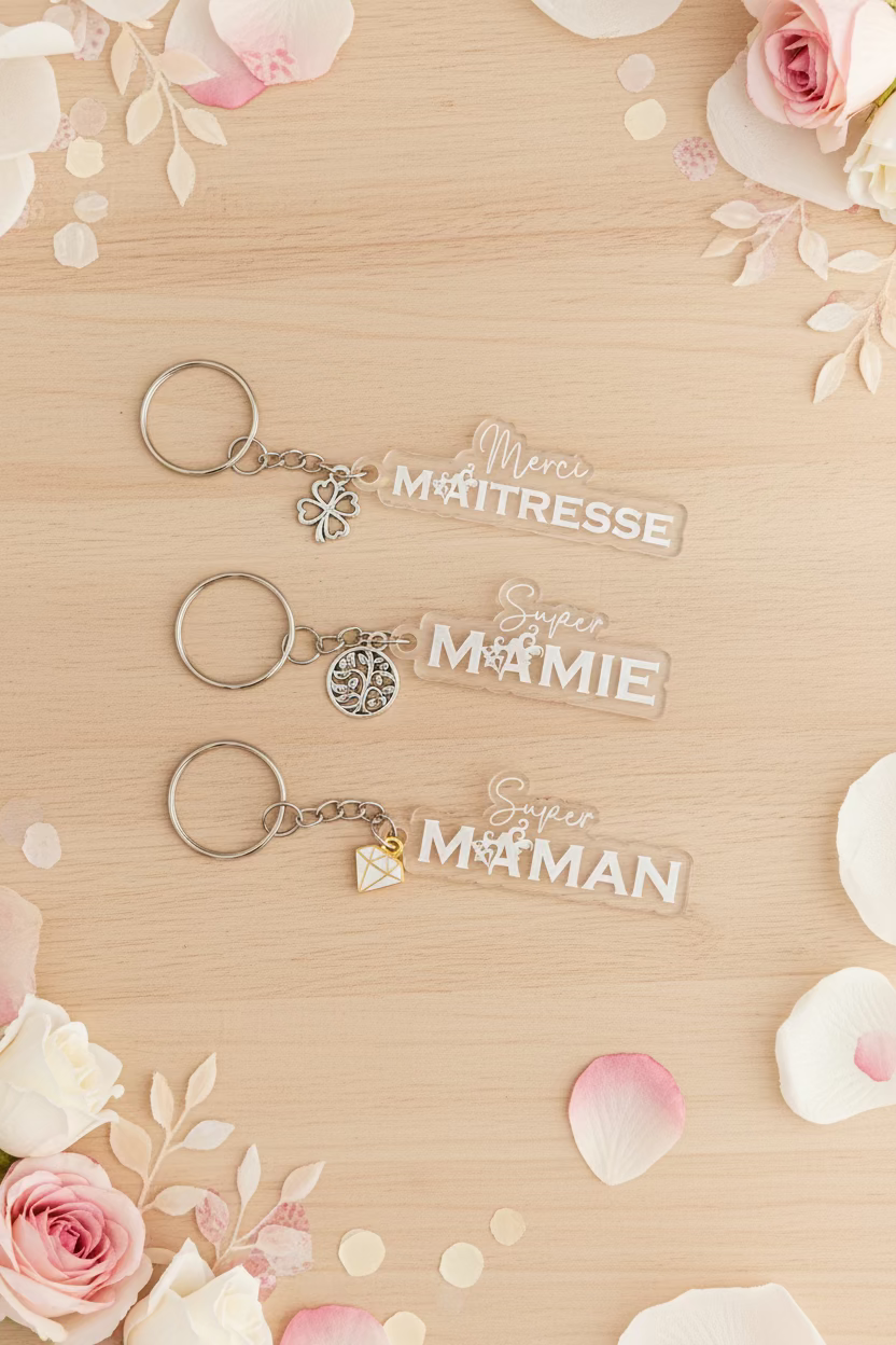 Porte clé plexi transparent
