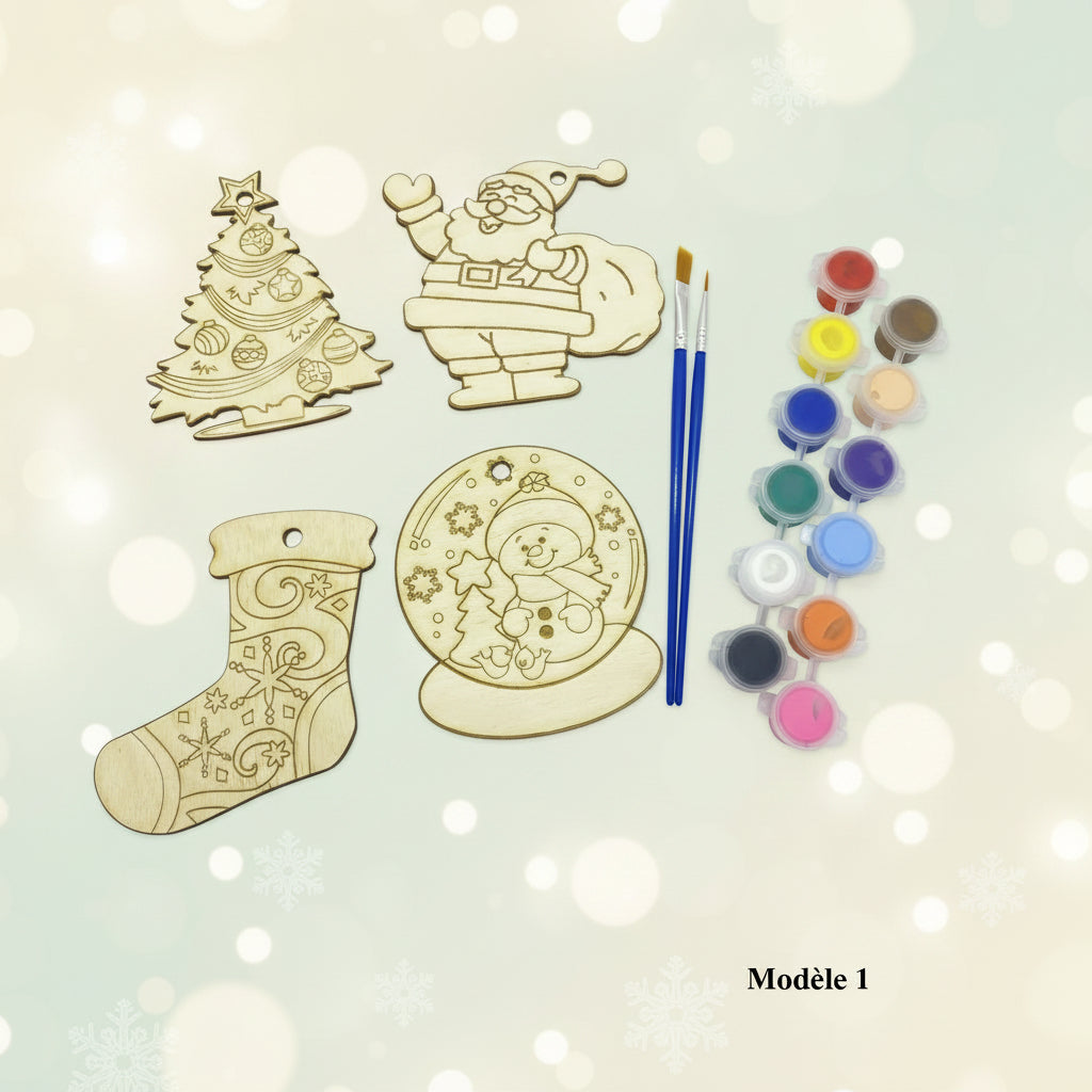 Kit de coloriage peinture en bois Noël