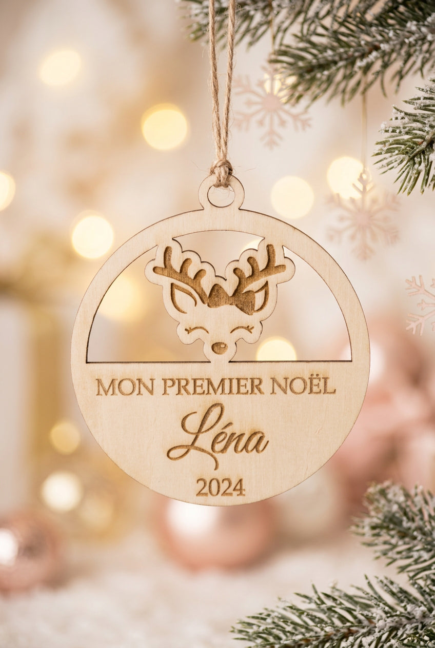 Boule de Noël personnalisée en bois