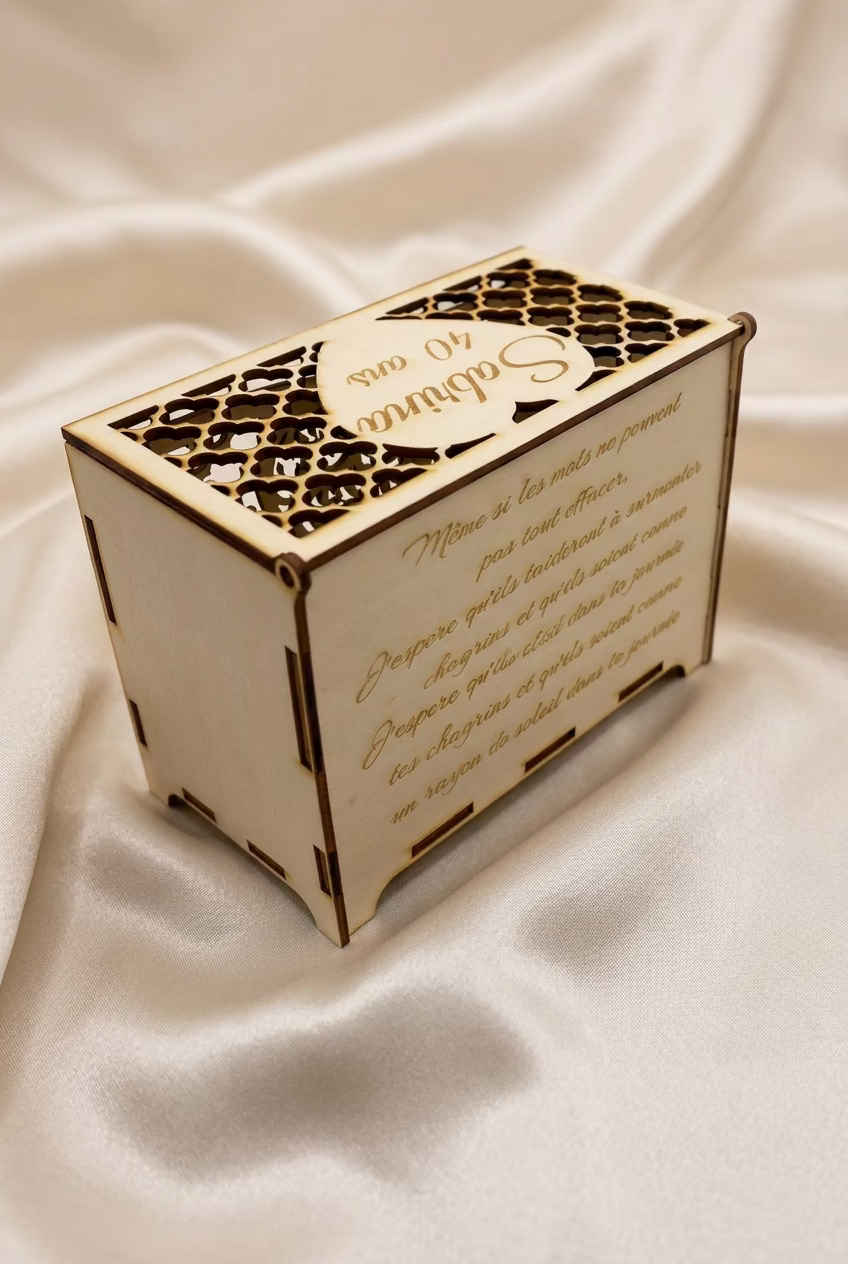 Boîte en bois personnalisable 14 × 7,5 cm