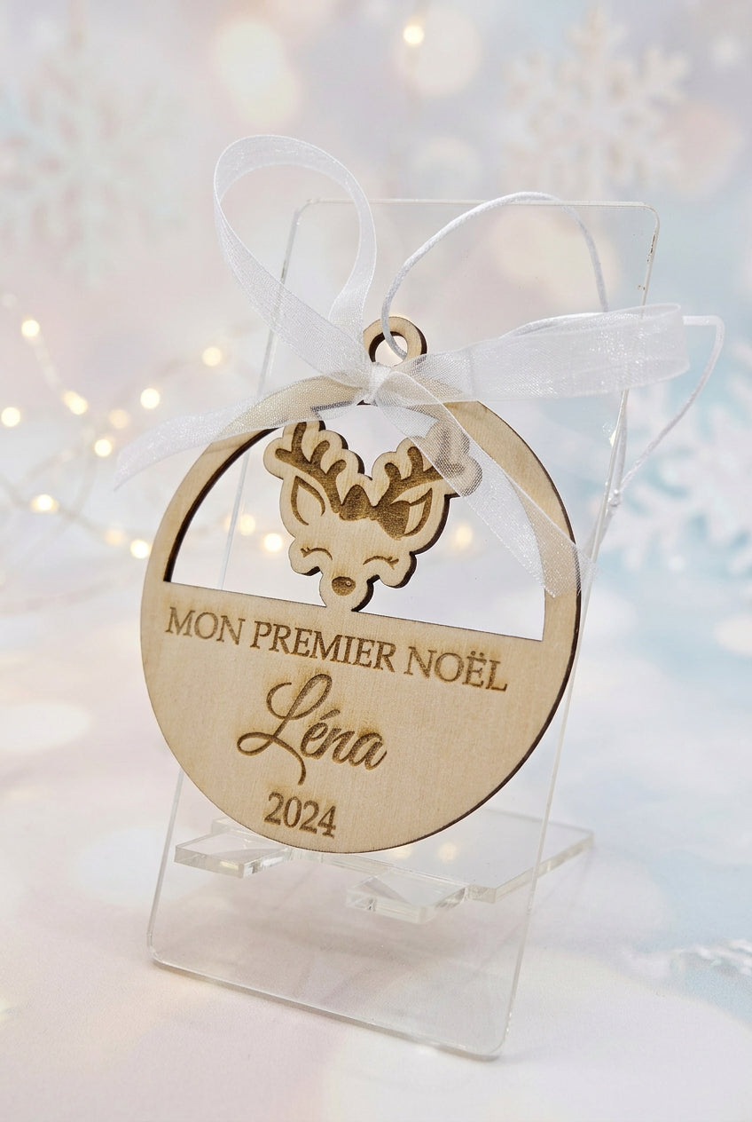 Boule de Noël personnalisée en bois